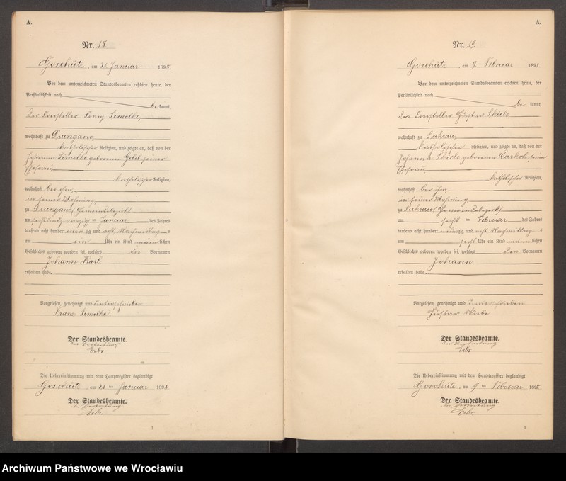 Obraz 12 z jednostki "księga urodzeń Urzędu Stanu Cywilnego w Goszczu (Goschütz) 1898"