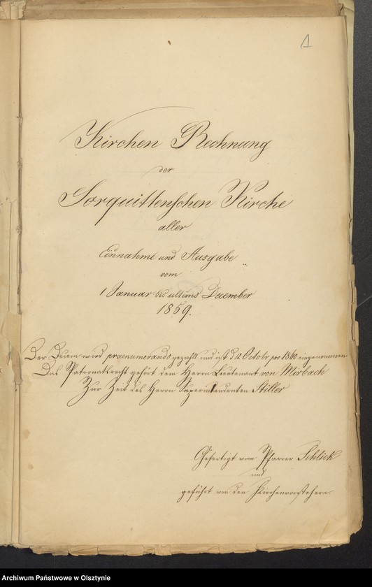 image.from.unit.number "Kirchen Rechnung der Sorquittenschen Kirche aller Einnahme und Ausgabe"