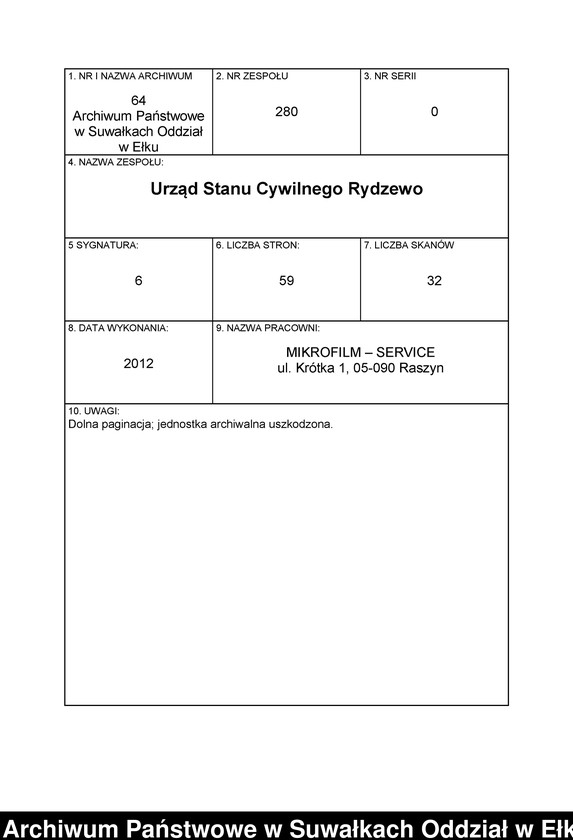 Obraz 1 z jednostki "Heiraths-Neben-Register des Preussischen Standes-Amtes Rydzewen Kreis Loetzen"