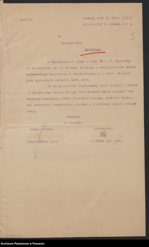 Obraz 8 z jednostki "Borzykowo, powiat Września - akta koła."