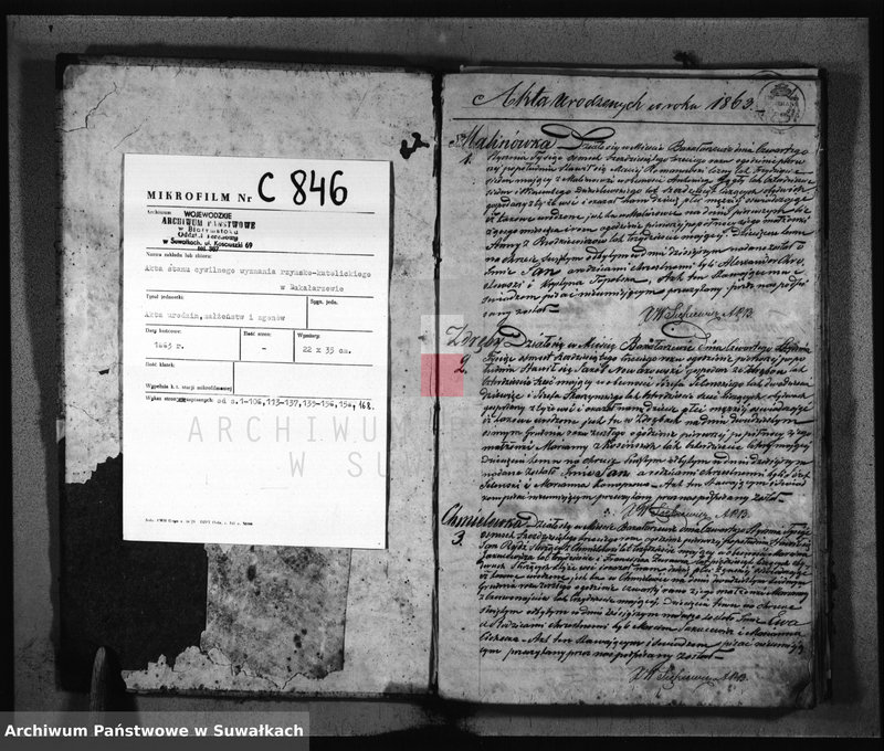image.from.unit.number "Księga Duplikat zawierająca w sobie Akta Urodzonych, Zaślubionych i Zmarłych z roku 1863 w parafii Bakałarzew"