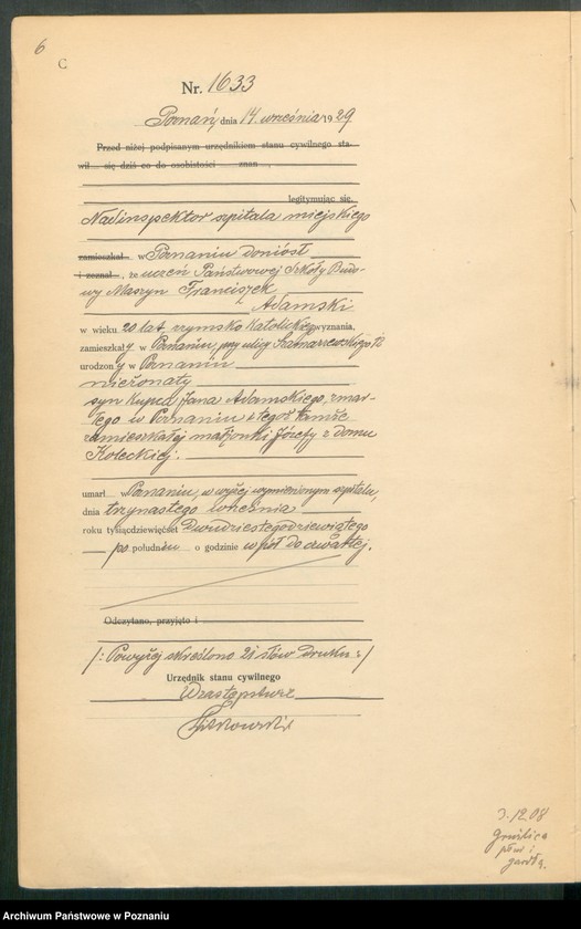 Obraz 8 z jednostki "Księga miejscowa zgonów tom IV [Rejestr główny zgonów]"