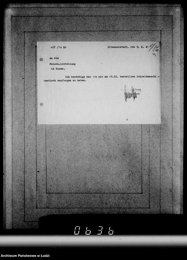 Obraz 8 z jednostki "Ausgelieferte Kommisionen Konto 0 von 60-[82] [Wydane na zlecenie G.V.meble z warsztatów Getta]."