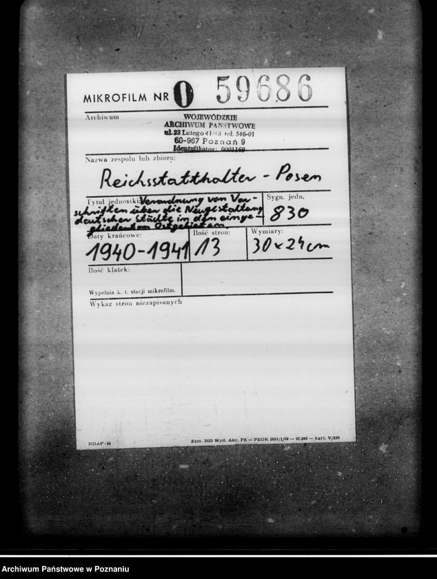 Obraz 2 z jednostki "Verordnung von Vorschriften über die Neugestaltung deutscher Städte in den eingegliederten Ostgebieten"