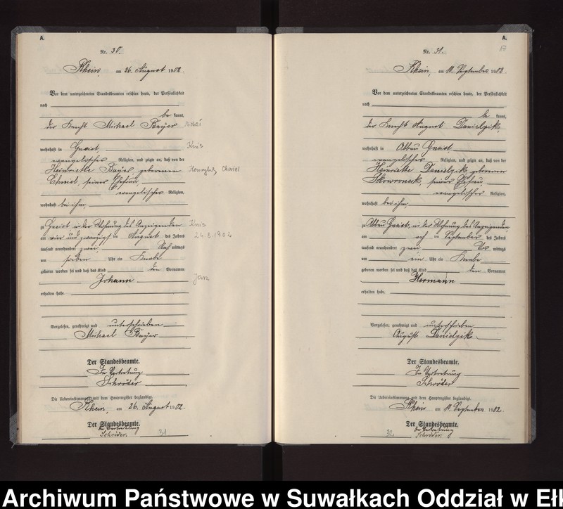 Obraz 20 z jednostki "Geburts-Neben-Register des Königlichen Preussischen Standes-Amtes Gneist Kreis Loetzen"
