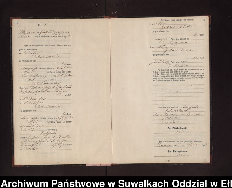 image.from.unit.number "Heiraths-Neben-Register des Preussischen Standes-Amtes Rydzewen Kreis Loetzen"