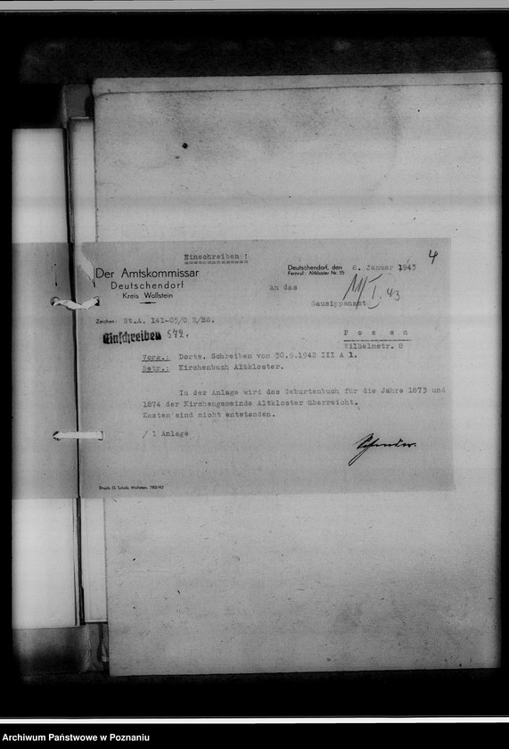 Obraz 8 z jednostki "Einziehungsprotokolle [ksiąg kościelnych] Kreis Wollstein [powiat wolsztyński]"