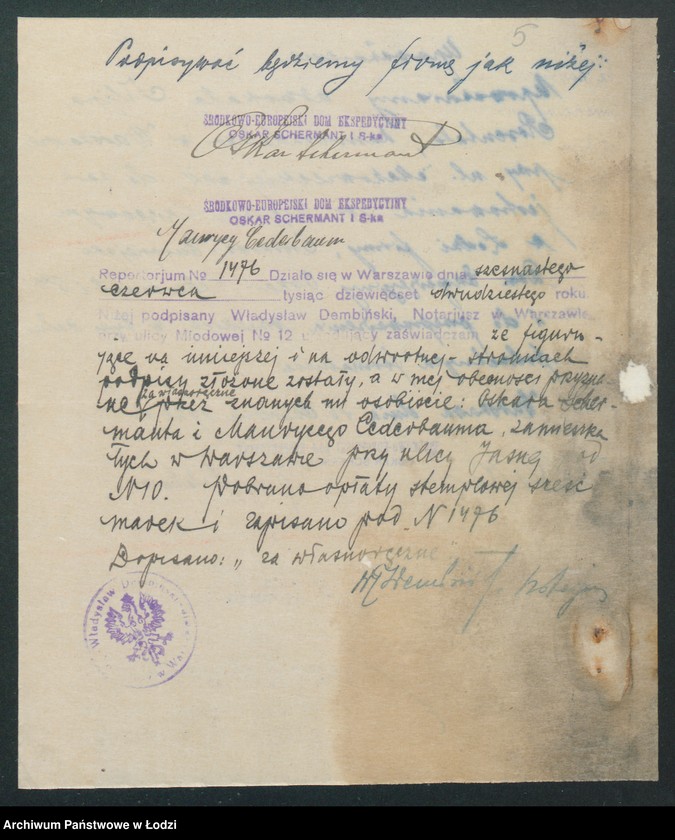 Obraz 7 z jednostki "„Środkowo-Eurpoejski Dom Ekspedycyjny Oskar Schermant i spółka”"