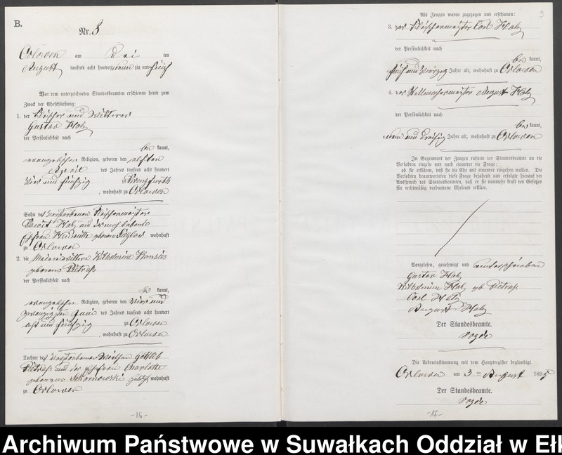 image.from.unit.number "Heiraths-Neben-Register des Preussischen Standes-Amtes Orlowen Kreis Loetzen für das Jahr 1895"