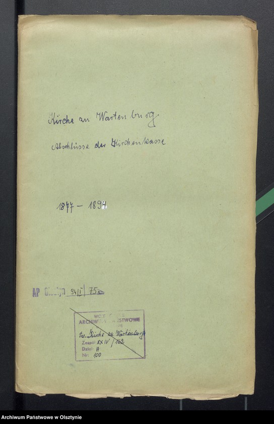 image.from.unit.number "Journak Abschluss über Verwaltung der Kirchenkasse zu Wartenburg"