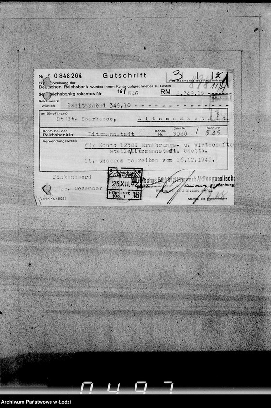 Obraz 7 z jednostki "Belege 803-909. Sonderkonto 12300."