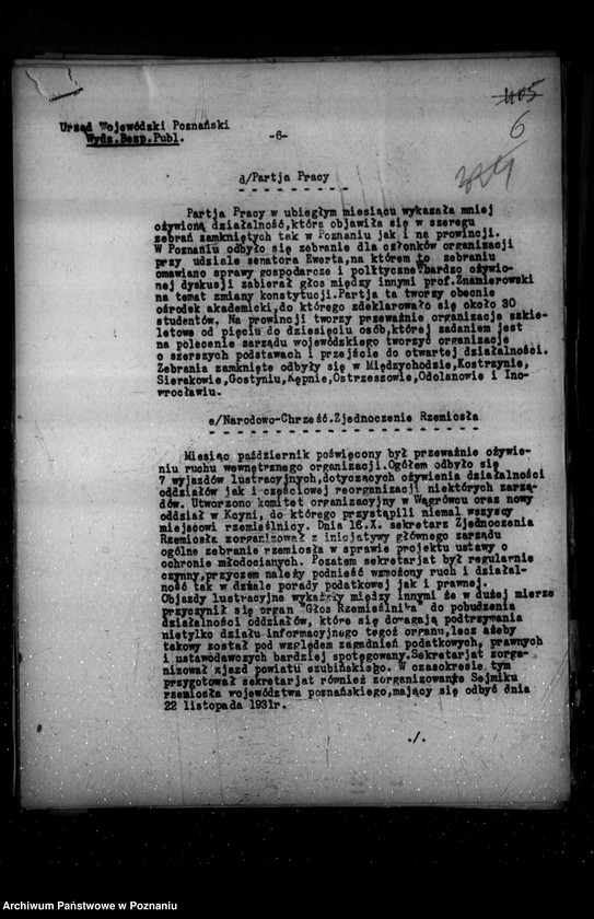 Obraz 10 z jednostki "Sprawozdania sytuacyjne z legalnego ruchu polityczno-społecznego za miesiące październik, listopad, grudzień 1931 r."