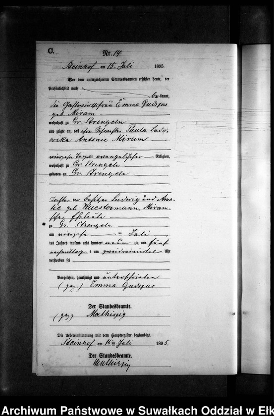 image.from.unit.number "Sterbe-Neben-Register des Preussischen Standes-Amtes Gr. Strengeln Kreis Angerburg"