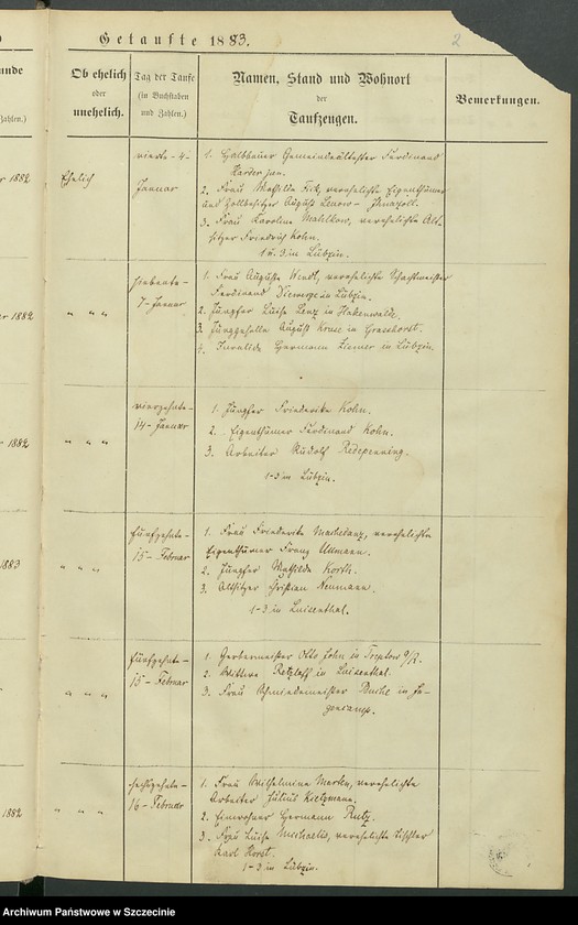 image.from.unit.number "Kirchenbuch. Lübzin (Lubczyna, now.)."