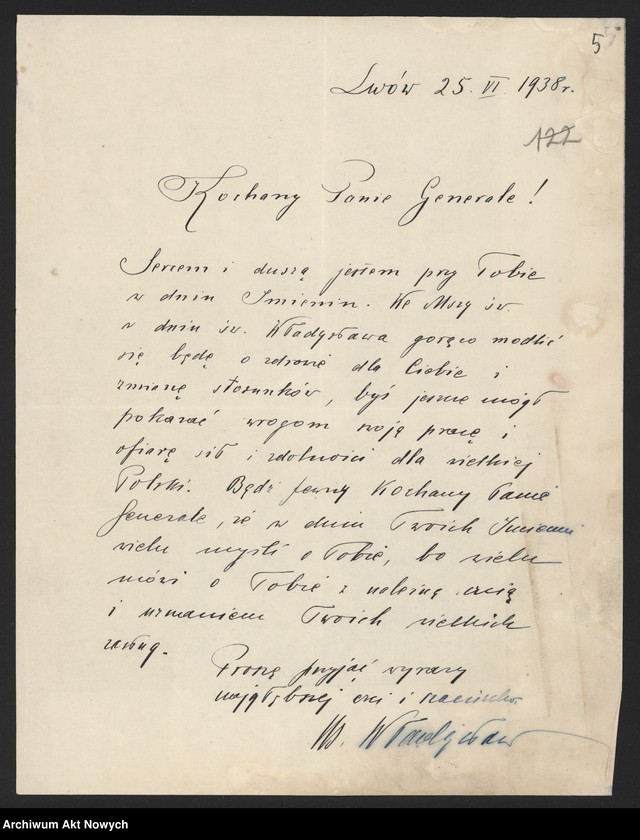 image.from.unit.number "Pilin Władysław, ksiądz. Popularność W. Sikorskiego we Lwowie. Przerwanie wydawania "Odnowy". Życzenia, kondolencje."