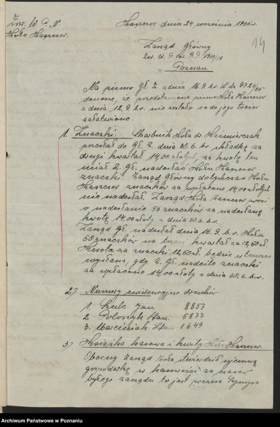 Obraz 17 z jednostki "Kaszczor, powiat Wolsztyn - akta koła."