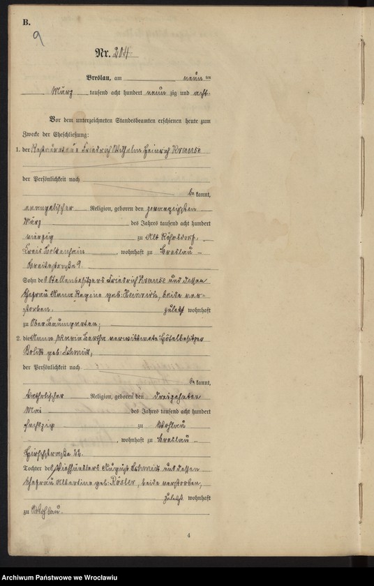 image.from.unit.number "Heiraths-Haupt-Register Breslau I 1898 Band 2"