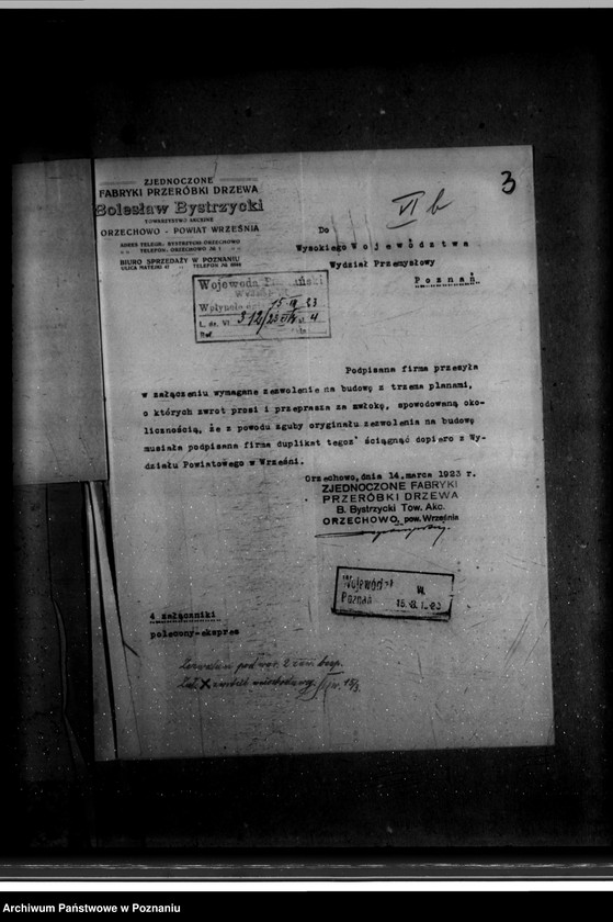 Obraz 7 z jednostki "Eksploatacja lasów i fabryka przeróbki drzewa w Orzechowie powiat wrzesiński B. Bystrzycki nr woj. 99"