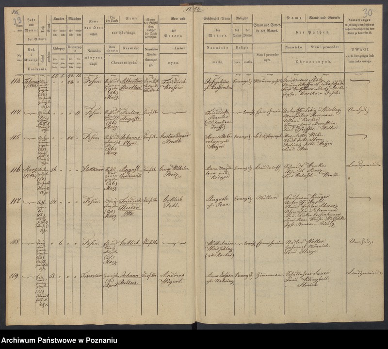 Obraz 18 z jednostki "[Akta urodzeń i chrztów, zgonów i pogrzebów, zapowiedzi i ślubów]"