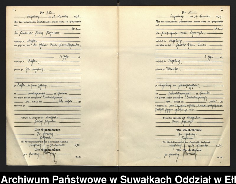 image.from.unit.number "[Sterbe = Register (Neben = Register) Standesamt Angerburg einschl. der Standesamtsbezirk Gross Strengeln, Kehlen und Prinowen] No 228 bis 248"