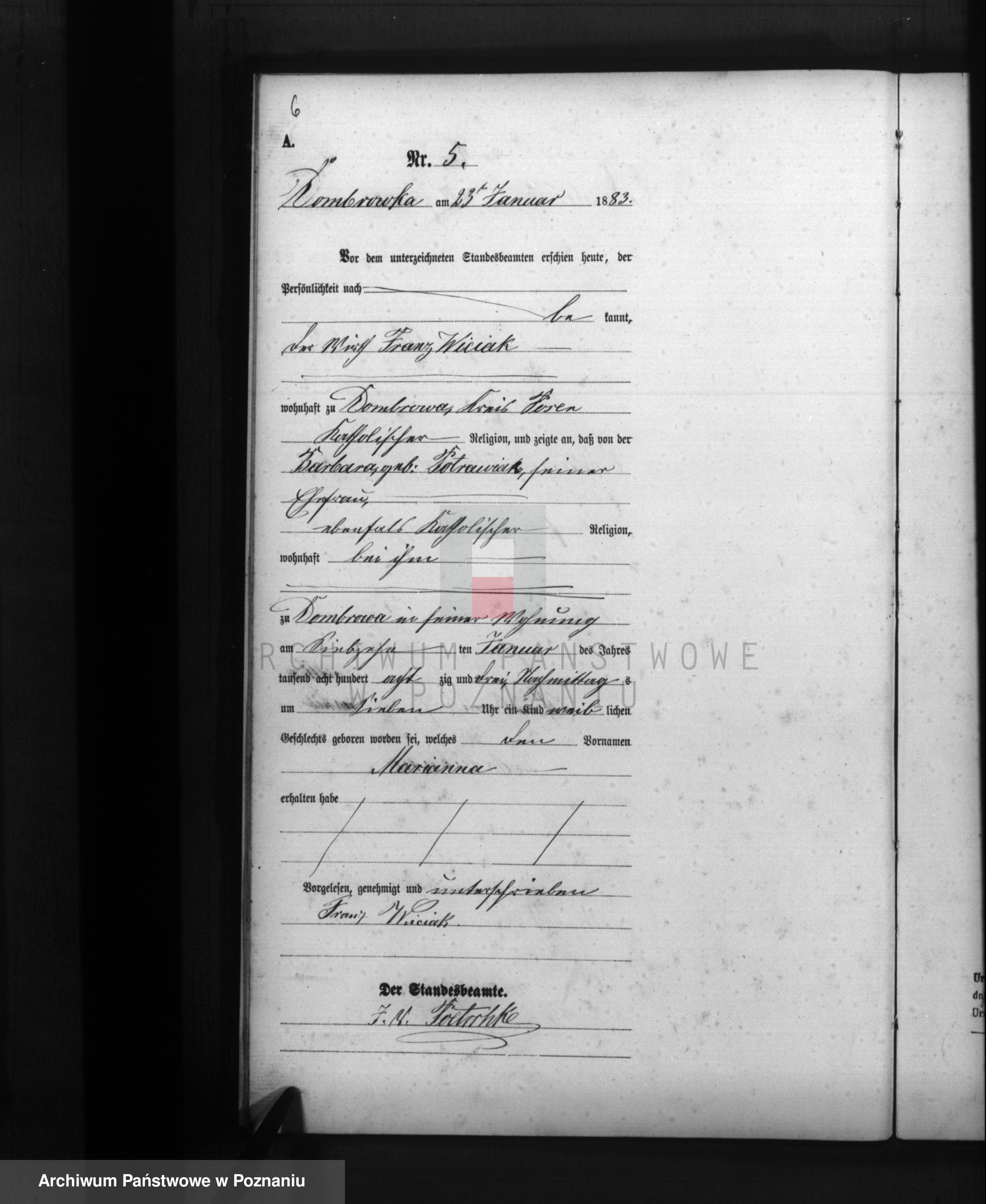 Skan z jednostki: Księga urodzeń