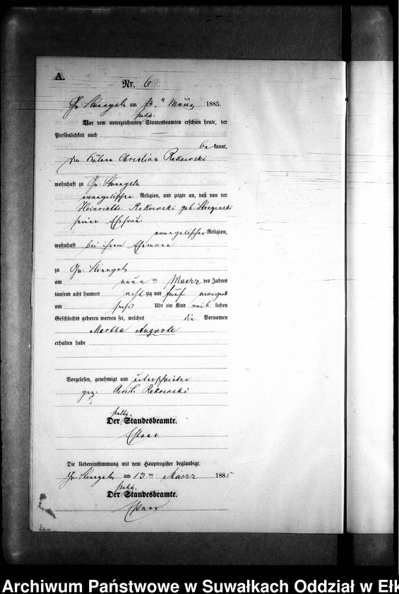 image.from.unit.number "Geburts-Neben-Register des Preussischen Standes-Amtes Gr. Strengeln Kreis Angerburg"