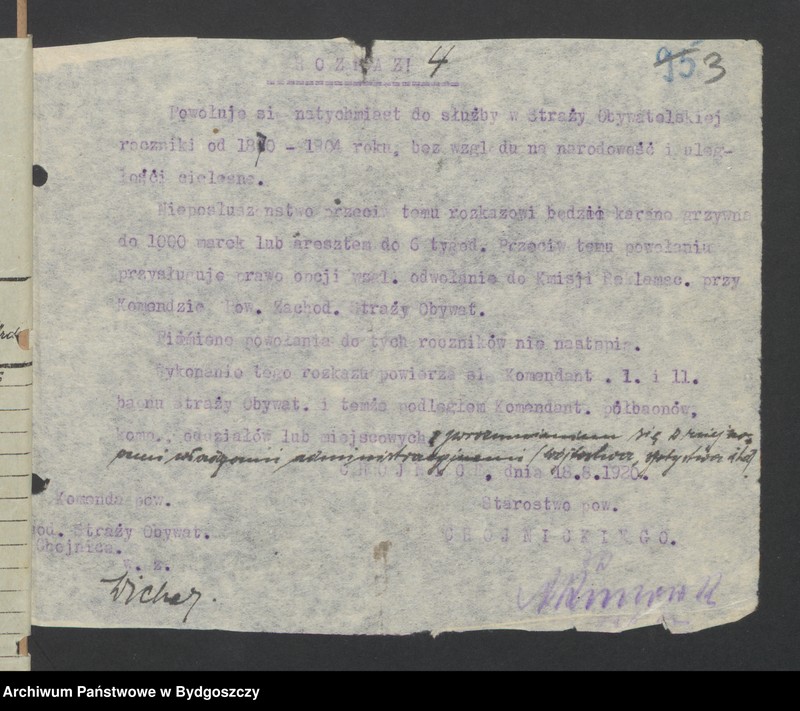 image.from.unit.number "[Raporty Kompani Rytel Zachodniej Straży Obywatelskiej - rozkazy Komendy Powiatowej w Chojnicach, Baonu II Czersk. Spis członków Zachodniej Straży Obywatelskiej Kompani Rytel]"