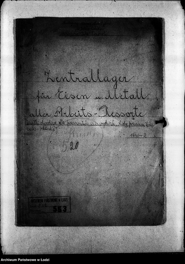 Obraz 3 z jednostki "Zentrallager für Eisen und Metall aller Arbeits-Ressorte [Zasiłki chorobowe dla pracowników wydziału, listy pracowników, zaświadczenia lekarskie]"