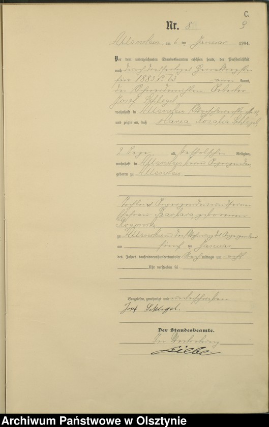 image.from.unit.number "Sterbe-Haupt-Register Tom I, Nr 1 - 398"