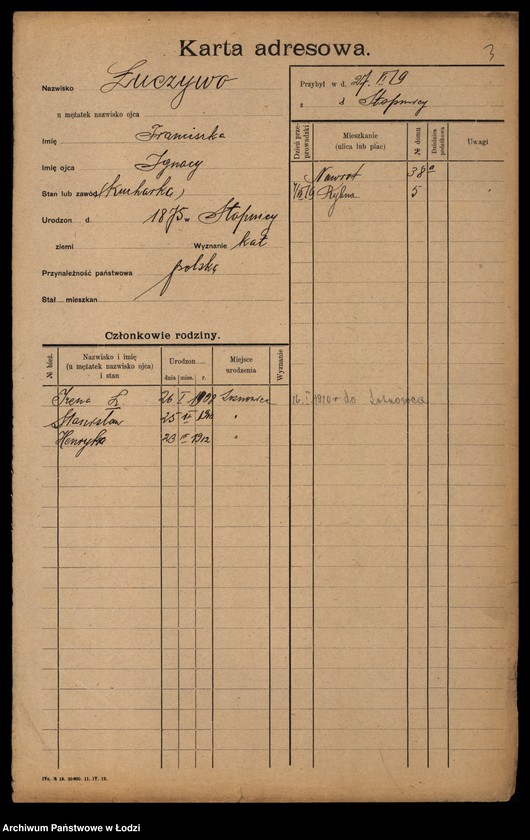 Obraz 5 z jednostki "[Spis ludności Łodzi] Luda - Łukańska"