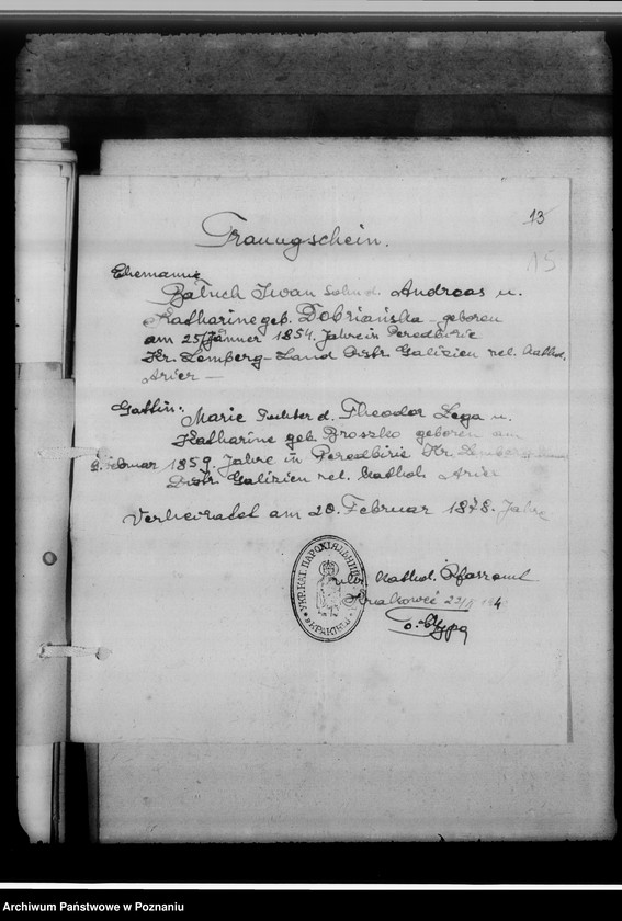 Obraz 19 z jednostki "[Uwierzytelnione odpisy z ksiąg kościelnych i urzędów stanu cywilnego]"