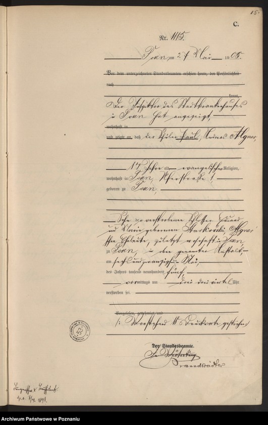 Obraz 17 z jednostki "Księga miejscowa zgonów tom III"