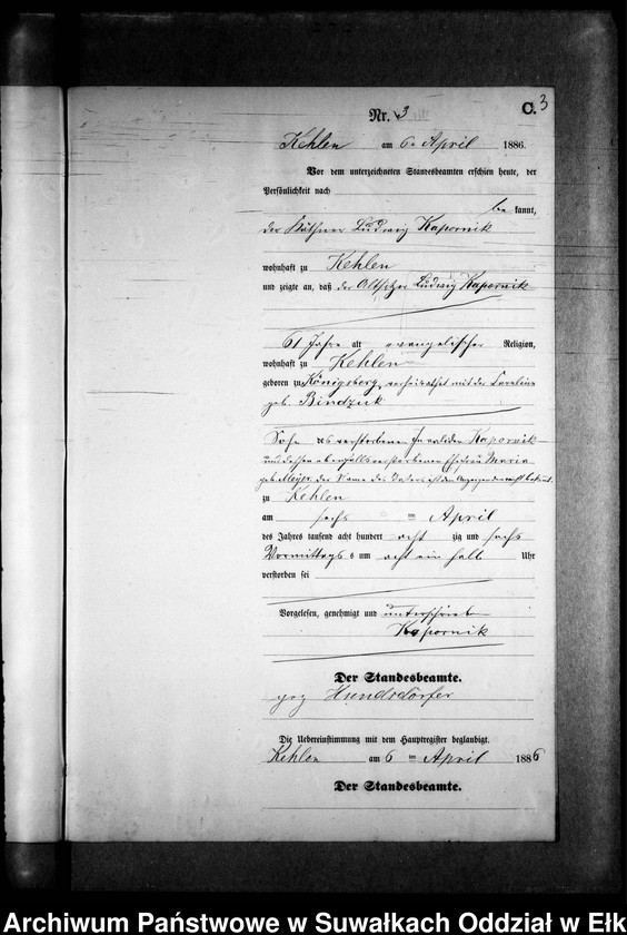 image.from.unit.number "Sterbe-Neben-Register des Preussischen Standes-Amtes Kehlen Kreis Angerburg"