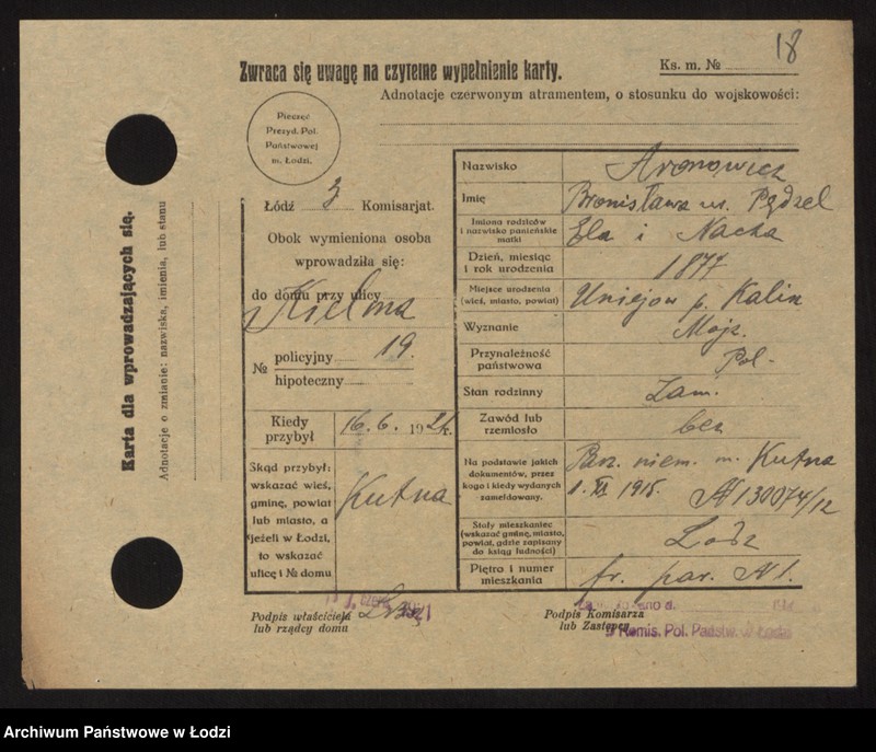 Obraz 20 z jednostki "[Spis ludności Łodzi] Aronowicz - Auerbach"