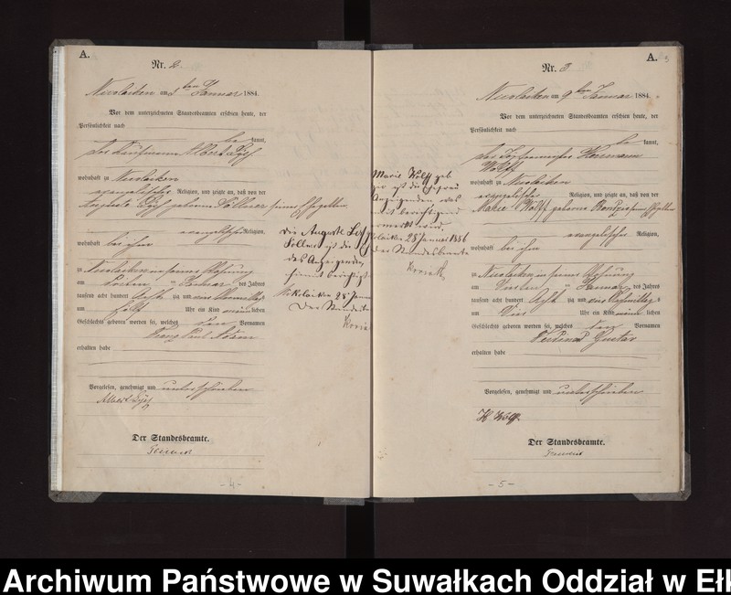 Obraz 6 z jednostki "Geburts-Haupt-Register des Königlichen Preussischen Standes-Amtes Stadt Nicolaiken Kreis Sensburg"