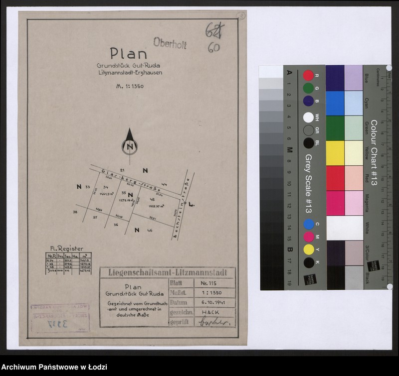 Obraz 1 z jednostki "Plan Grundstück Gut-Ruda Litzmannstadt - Erzhausen"