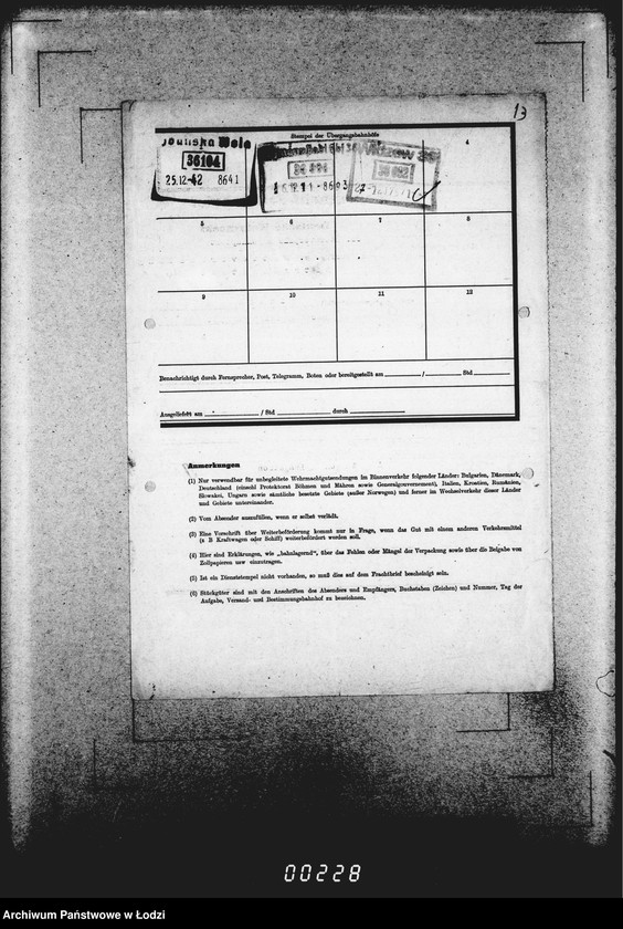 Obraz 17 z jednostki "Frachtbriefe [Kolejowe listy przewozowe różnych towarów do Getta w Łodzi]"