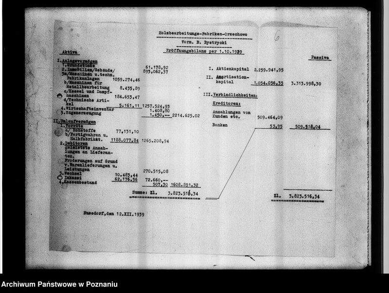 Obraz 10 z jednostki "[Fabryka obróbki drzewnwj w Orzechowie - bilans]."