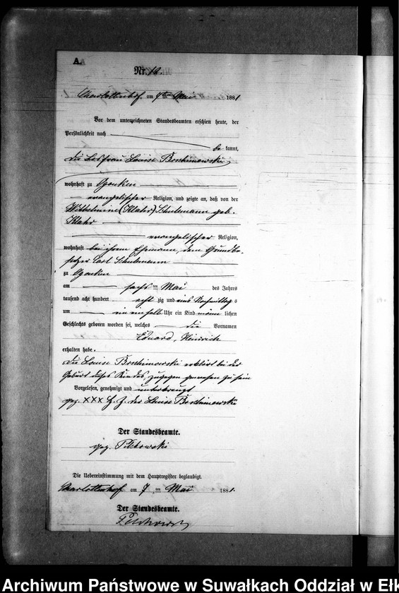 image.from.unit.number "Geburts-Neben-Register des Preussischen Standes-Amtes Gr. Strengeln Kreis Angerburg"