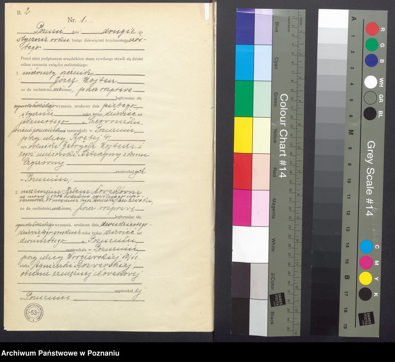 Obraz 3 z jednostki "Księga miejscowa małżeństw tom I [Rejestr główny małżeństw]"