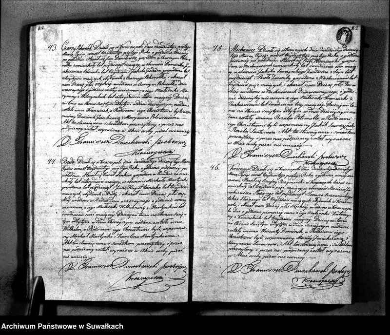 image.from.unit.number "Księga Duplikat Parafii Krasnopolskiey z Roku 1835. Osób Narodzonych, Zaślubionych i Zeszłych."