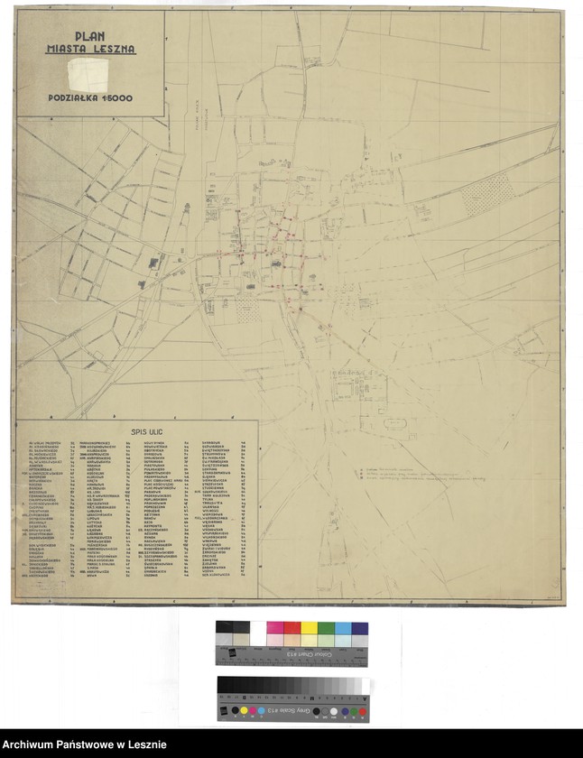 Obraz 1 z jednostki "Plan miasta Leszna [spis ulic]"