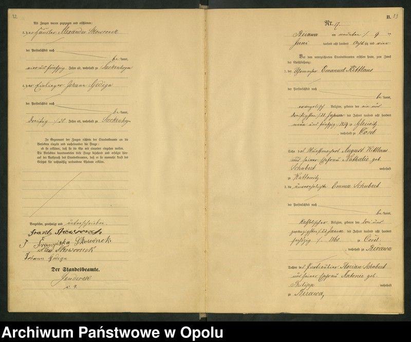 image.from.unit.number "Urząd Stanu Cywilnego Bierawa Księga małżeństw rok 1884-85"