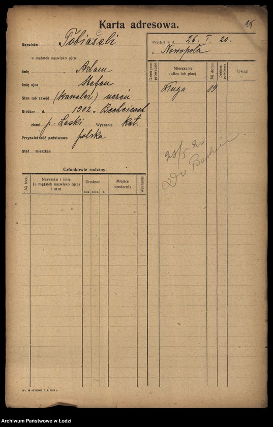 Obraz 17 z jednostki "[Spis ludności Łodzi] Tober - Tomański"