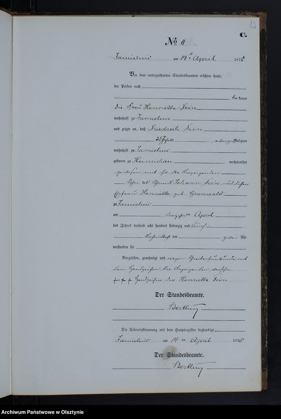 Obraz 14 z jednostki "Sterbe-Neben-Register Nr 1 - 37"