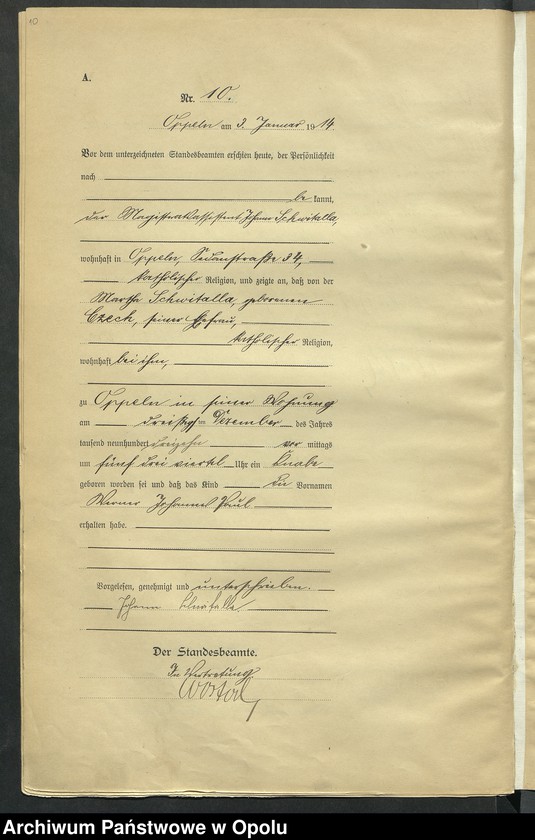 image.from.unit.number "Urząd Stanu Cywilnego Opole Księga Urodzeń Rok 1914 1-519"