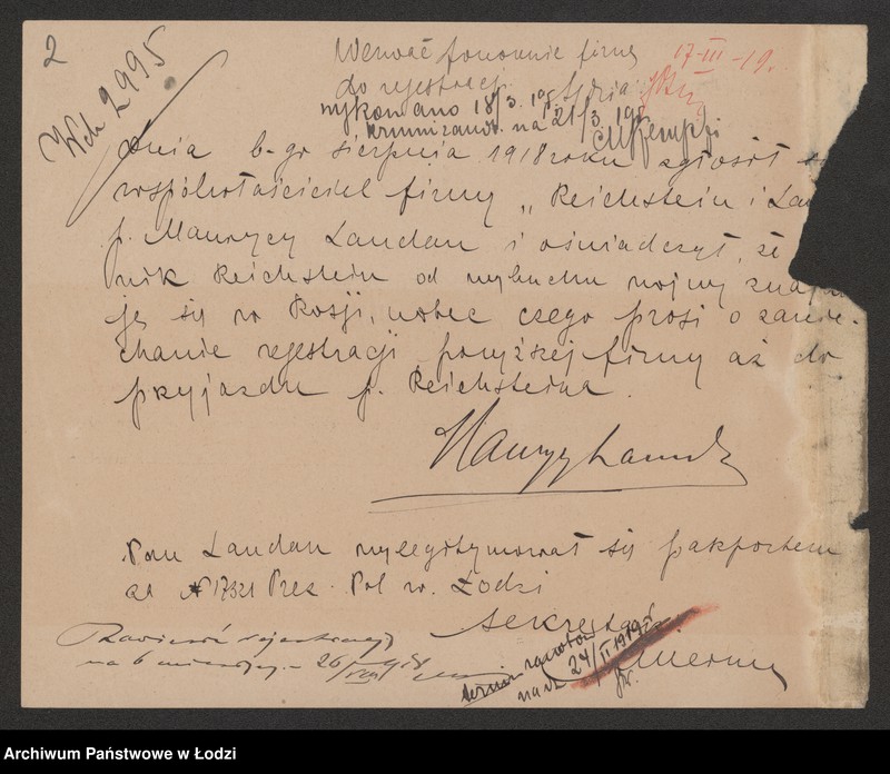 Obraz 4 z jednostki "Maks Reichstern, Maurycy Landan- fabrykacja i sprzedaż materiałów wełnianych i półwełnianych"