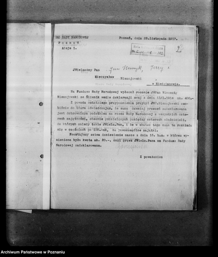 Obraz 6 z jednostki "Korespondencja różna - miedzy innymi sprawozdanie z posiedzenia Komitetu Politycznego w Berlinie, wnioski o subwencję dla Gazety Olsztyńskiej, protest profesora Eugeniusza Romera odnośnie objęcia jedynie Królestwa Polskiego nazwą Polski (nr 482), listy dra Celichowskiego"