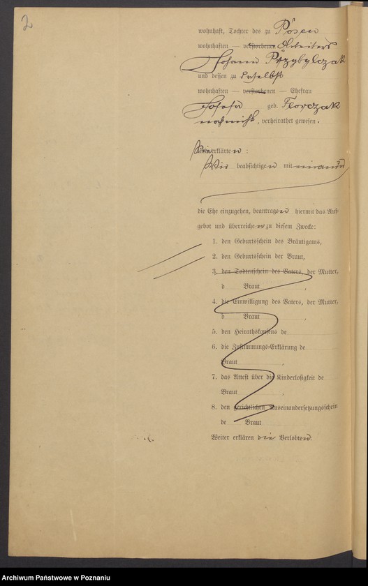 Obraz 4 z jednostki "Die von den Verlobten beigebrachten Urkunden zur Eheschliessung pro 1900"