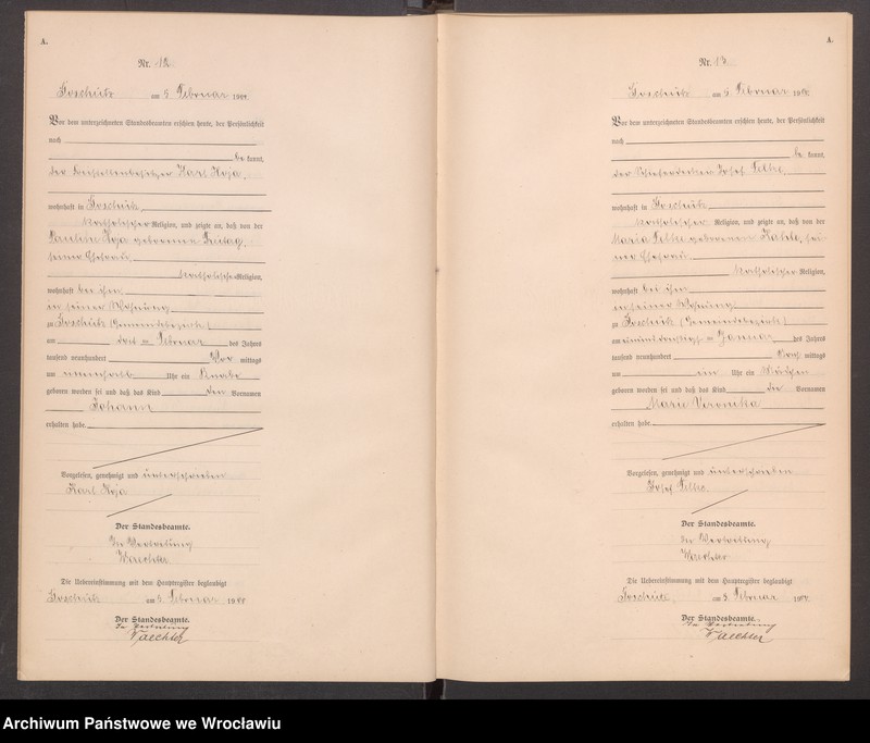 image.from.unit.number "księga urodzeń Urzędu Stanu Cywilnego w Goszczu (Goschütz) 1900"